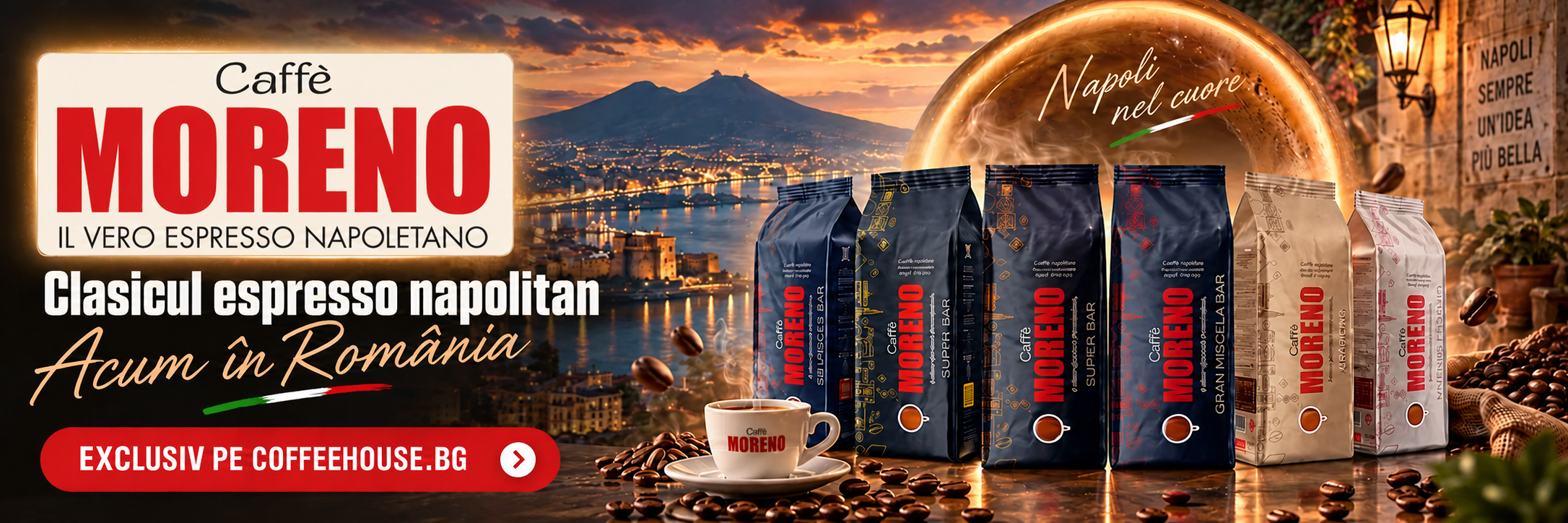 Cafea Caffè Moreno, espresso napolitan, acum în România