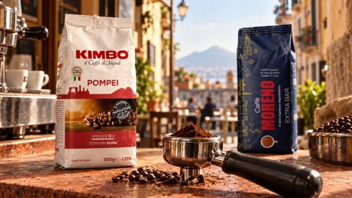 Kimbo Pompei și Caffè Moreno Extra Bar, pentru un espresso napolitan