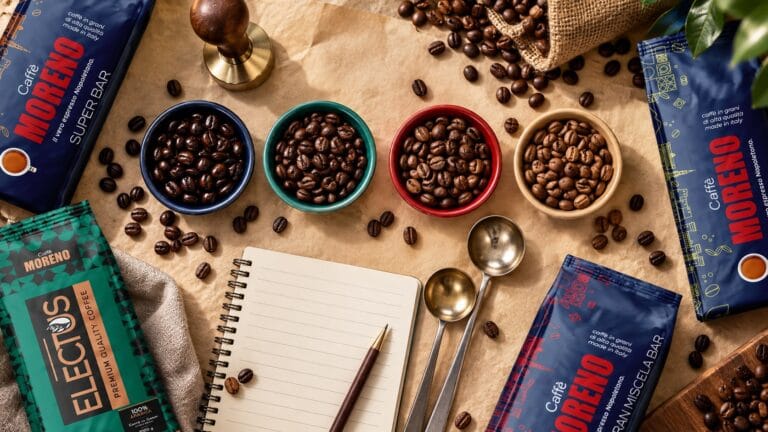 Patru sortimente Caffè Moreno prezentate pentru degustare comparativă
