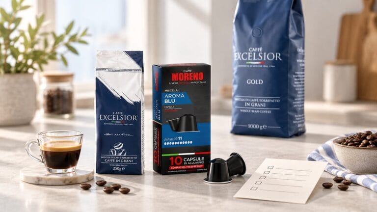 Pachete de cafea de 250 g și capsule de probă, pentru a încerca înainte de a cumpăra un pachet de 1 kg